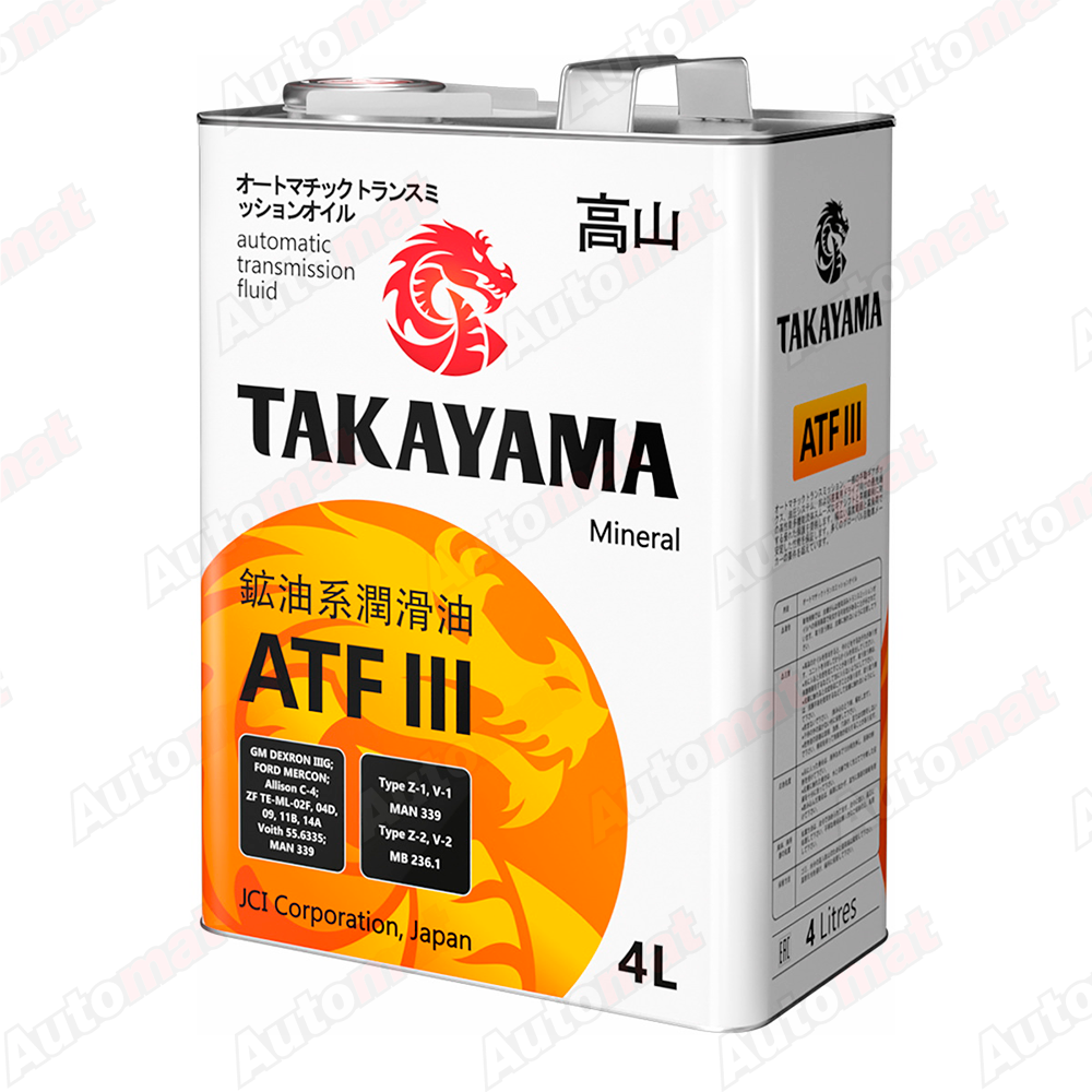 Масло трансмиссионное TAKAYAMA Transmission ATF III (металл), 4л