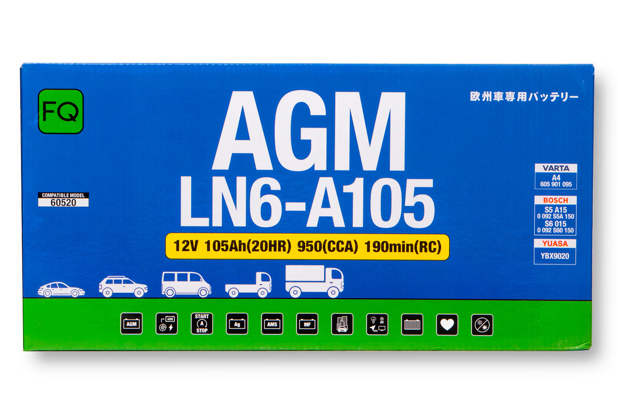 Аккумулятор FQ DIN AGM LN6-A105 105Ah