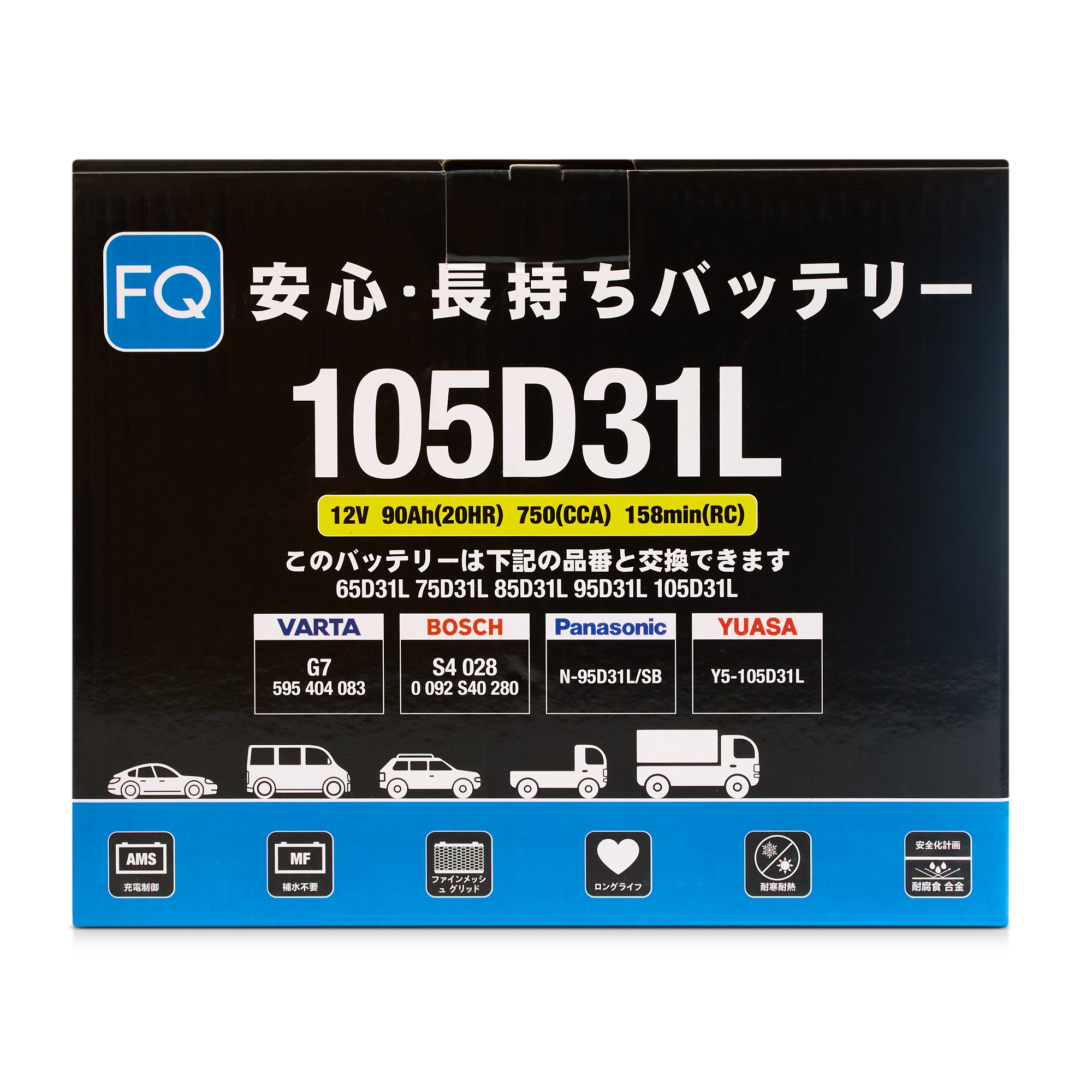 Аккумулятор FQ JIS BLUE ENERGY 105D31L 90Ah