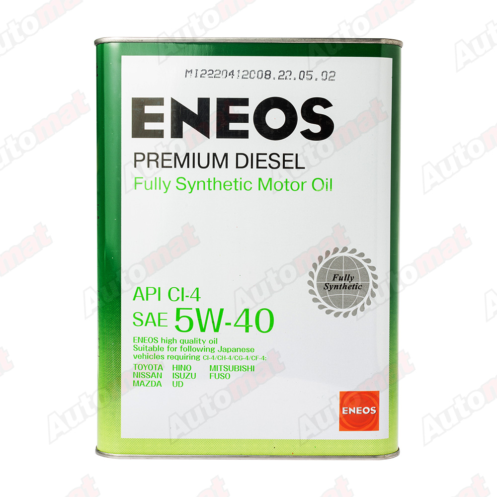 Моторное масло ENEOS PREMIUM DIESEL 5W-40 CI-4 FULLY SYNTHETIC, 4л