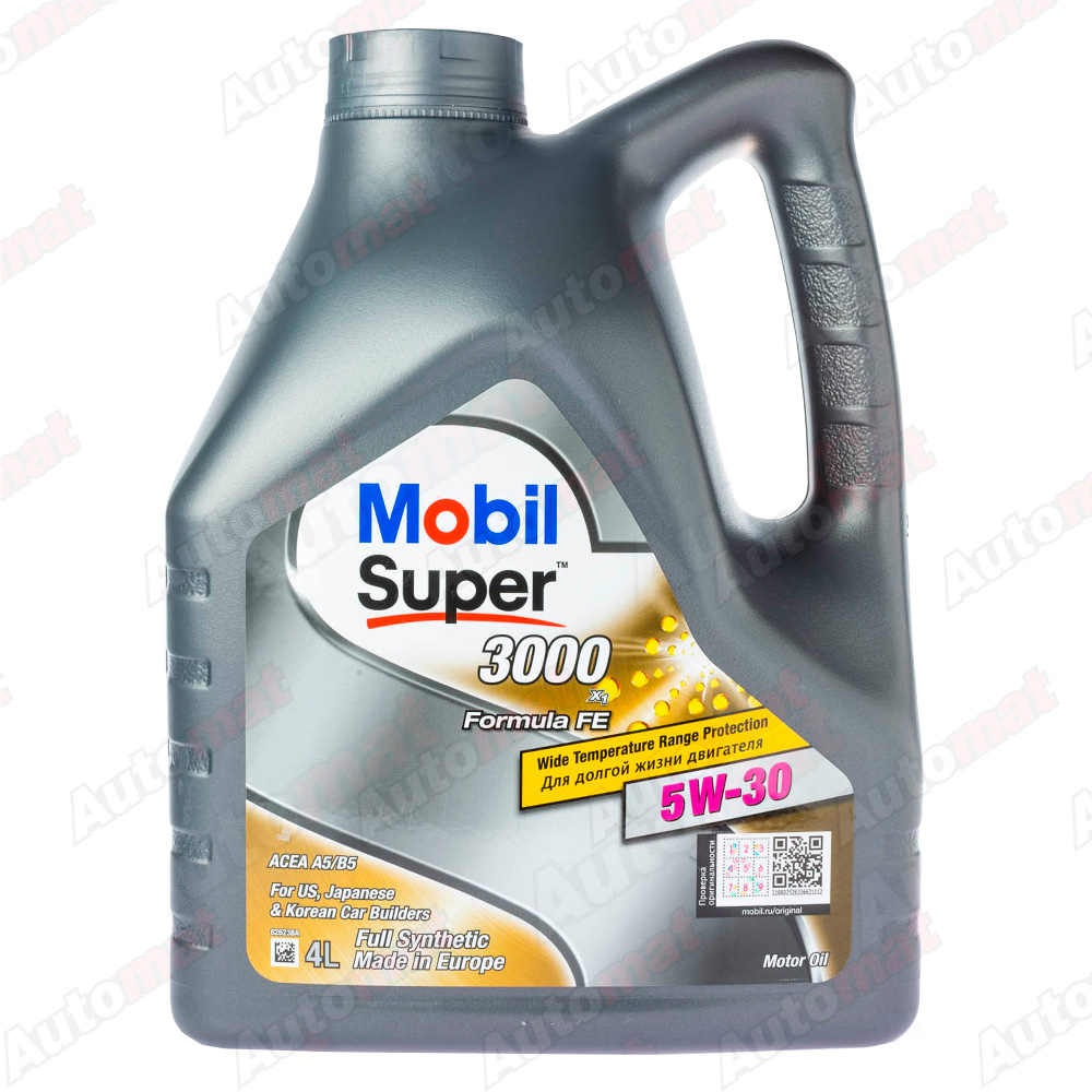 Моторное масло MOBIL SUPER 3000 X1 FORMULA FE 5W-30 FULLY SYNTHETIC, 4л