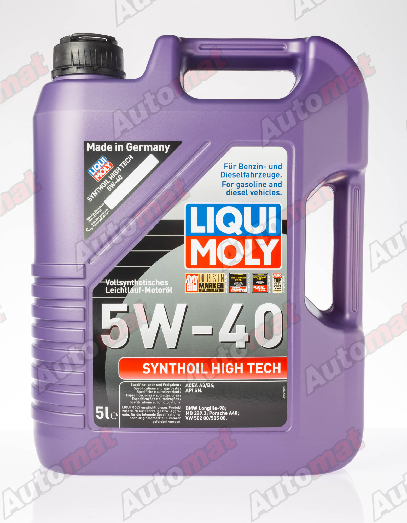 Моторное масло Liqui Moly 5W-40 SM A3/B4 Synthoil High Tech, 5л