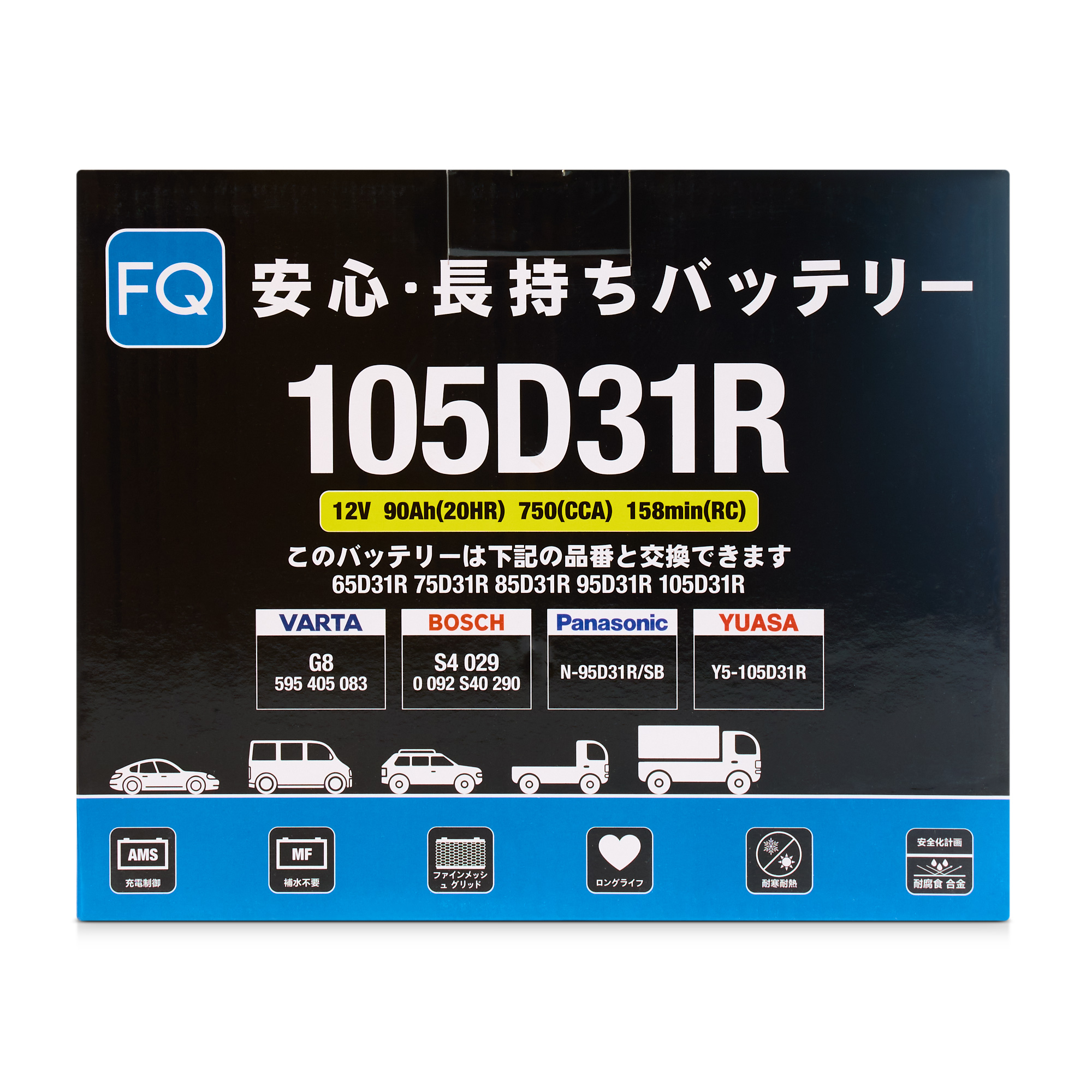 Аккумулятор FQ JIS BLUE ENERGY 105D31R 90Ah