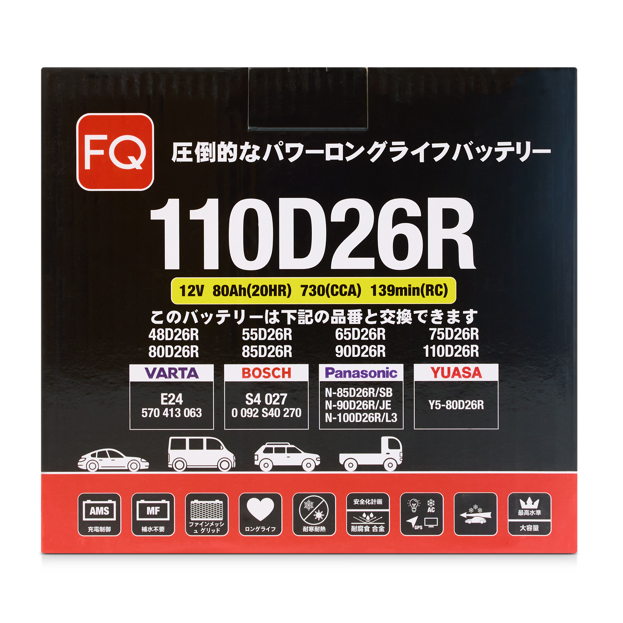Аккумулятор FQ JIS RED ENERGY 110D26R 80Ah