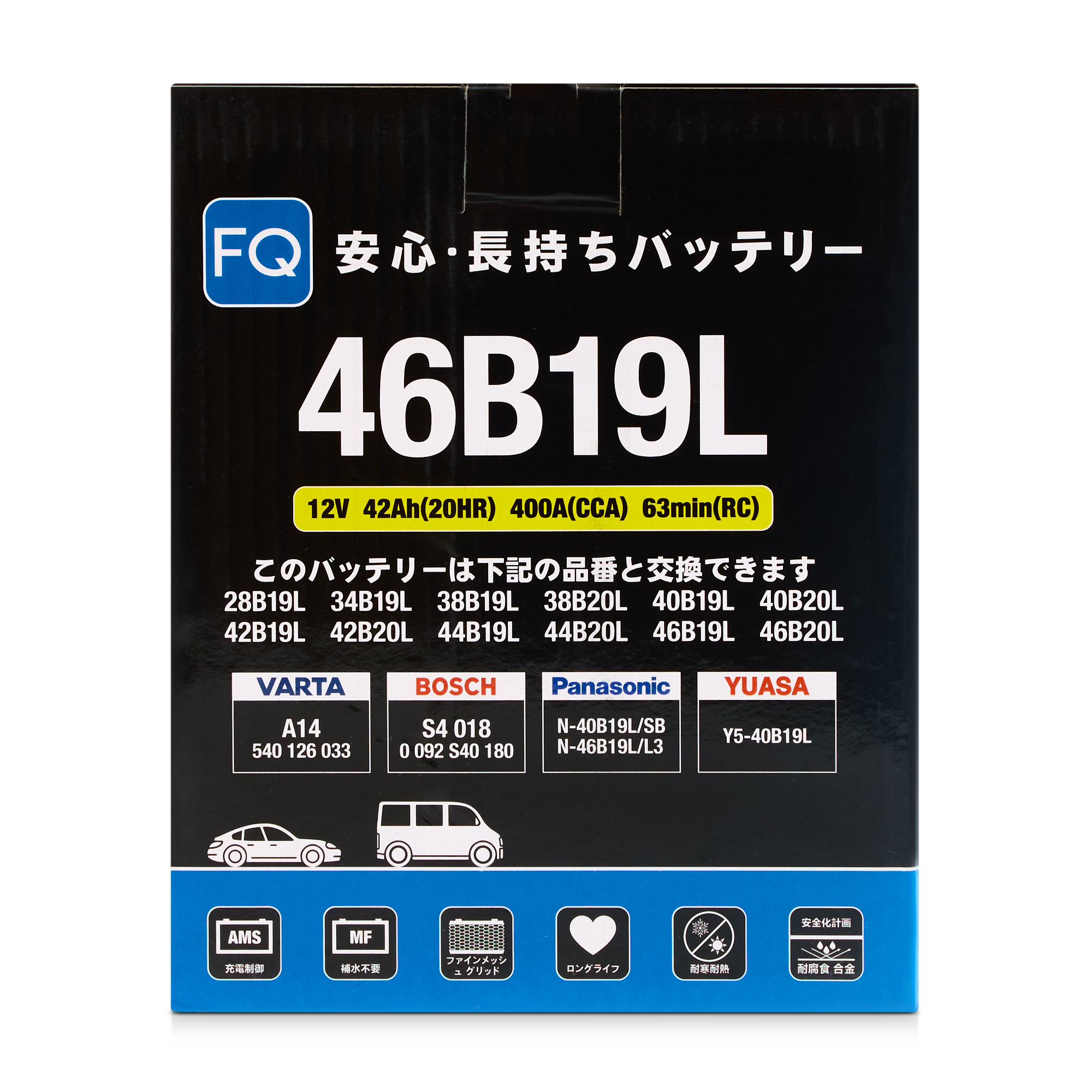 Аккумулятор FQ JIS BLUE ENERGY 46B19L 42Ah