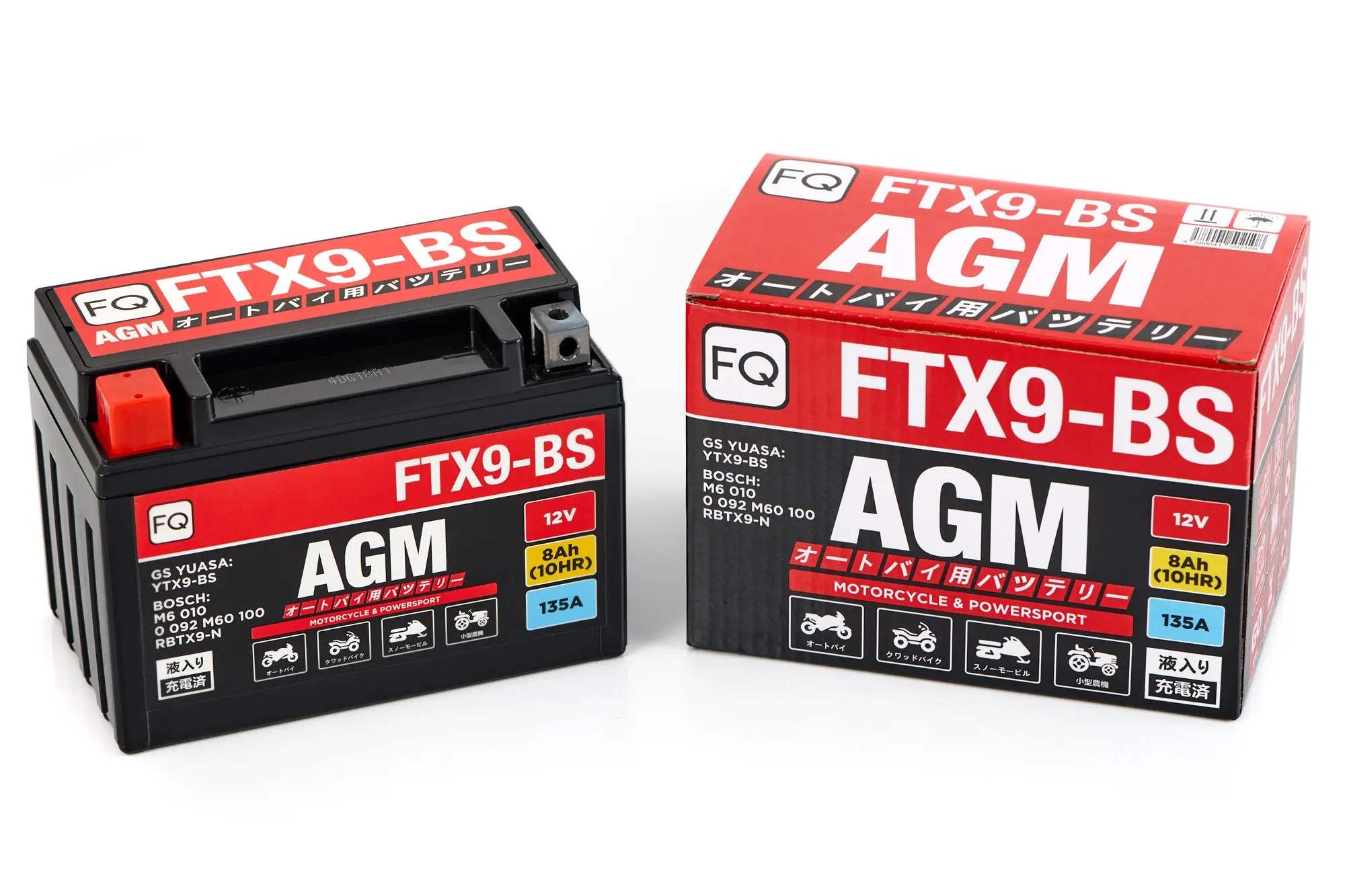 Мото аккумулятор FQ 8,0Ah FTX9-BS AGM (150*87*105)