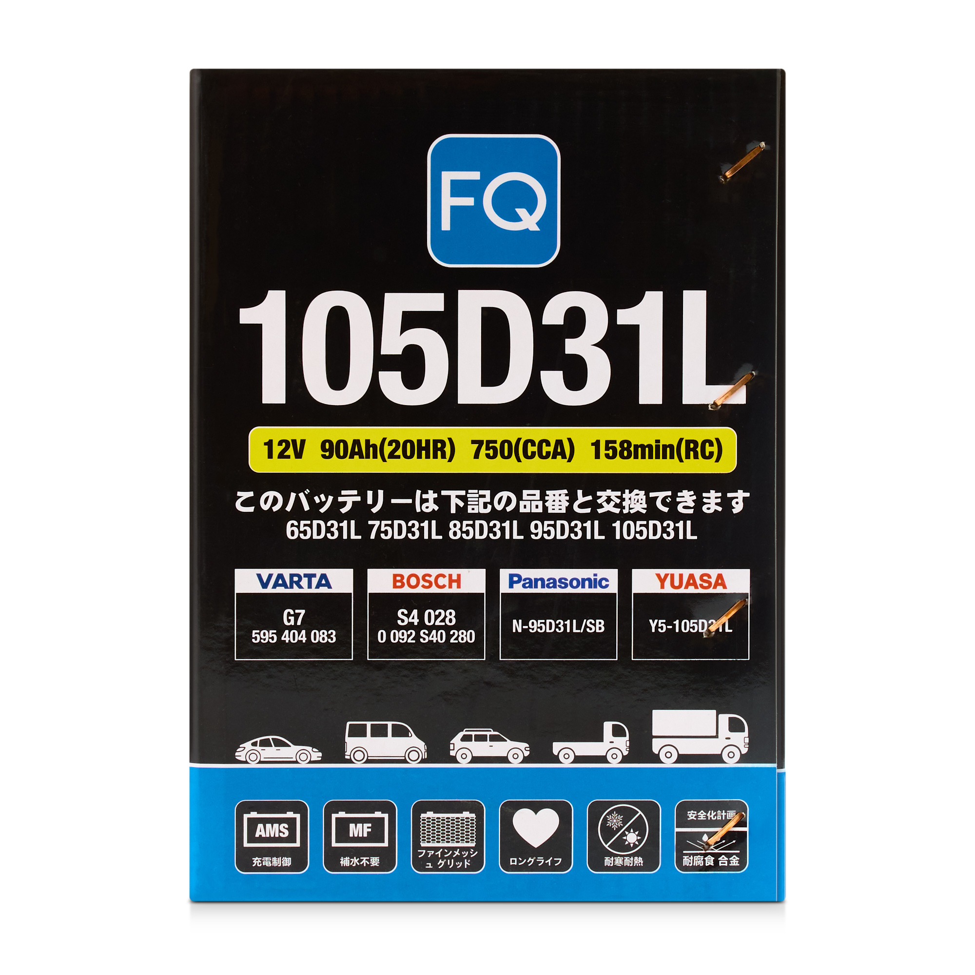Аккумулятор FQ JIS BLUE ENERGY 105D31L 90Ah