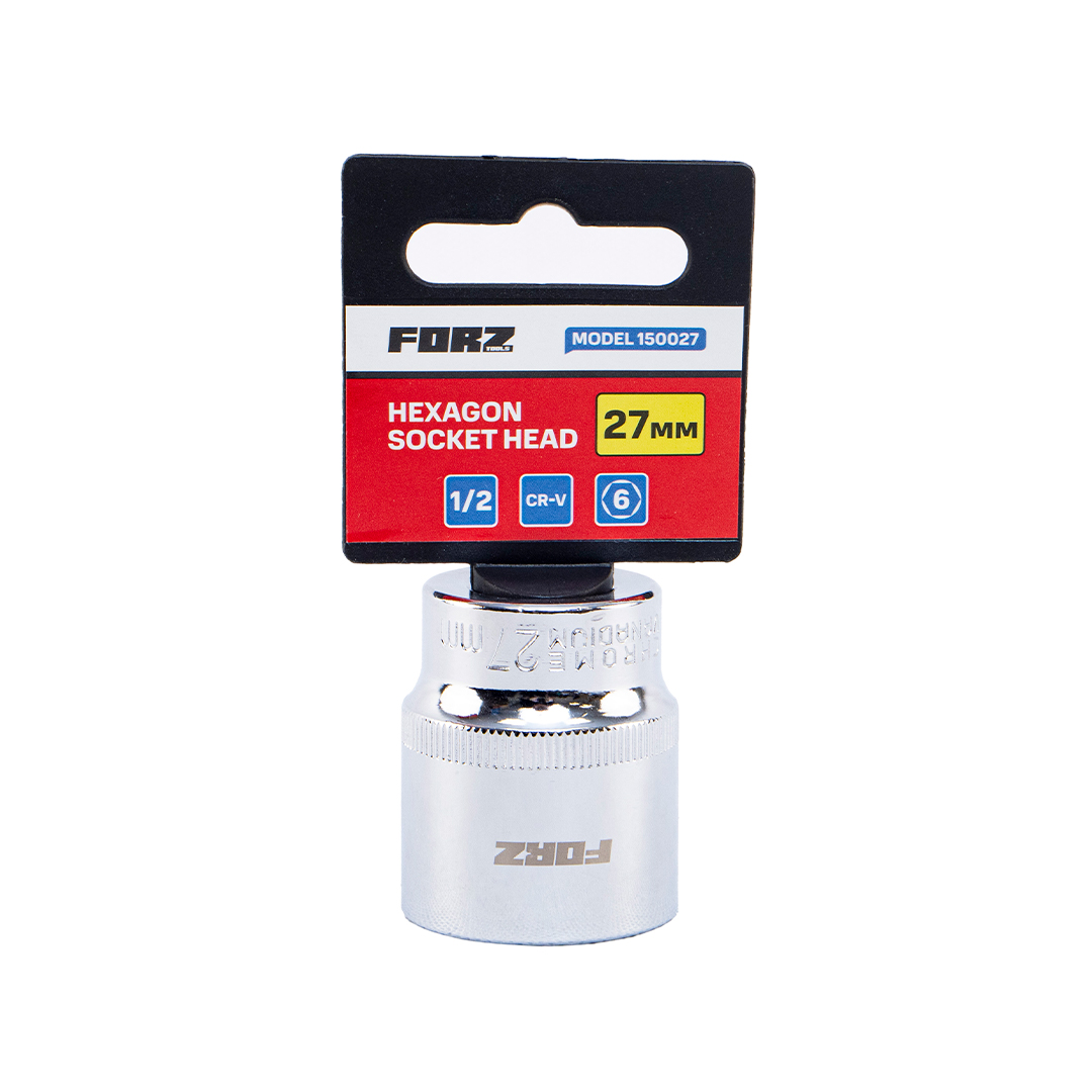 Головка торцевая шестигранная FORZ (1/2), 27мм, CrV, 150027