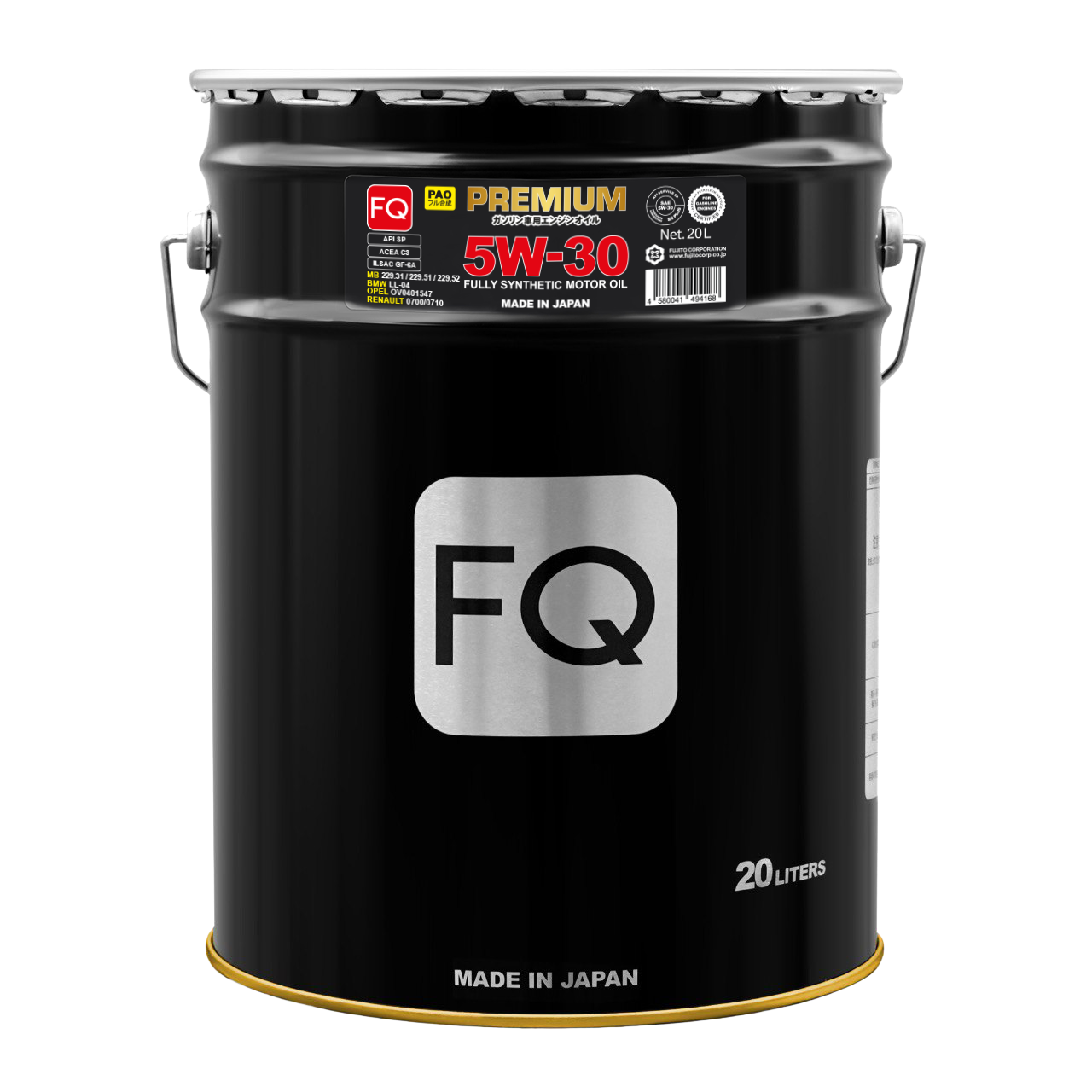 Масло моторное FQ 5W-30 SP/GF-6A/C3 FULLY SYNTHETIC (PAO), 20л