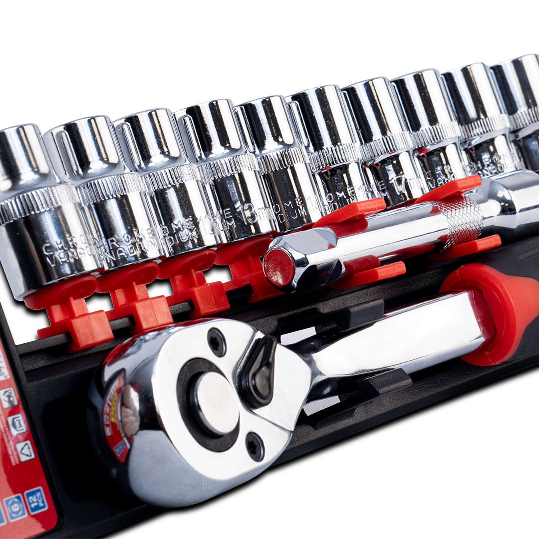 Набор торцевых головок с трещоткой FORZ (1/2), 12 предметов, 72 зубьев, CrV