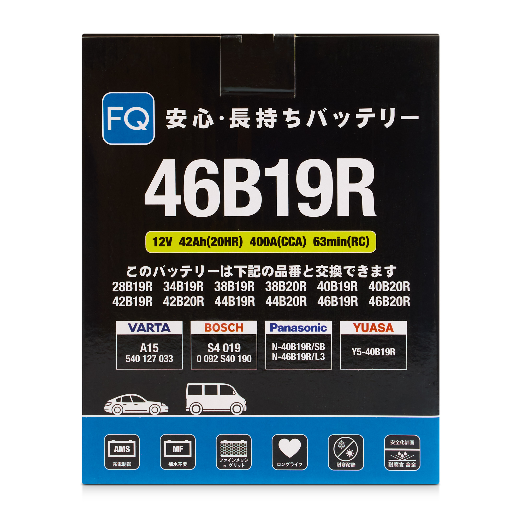 Аккумулятор FQ JIS BLUE ENERGY 46B19R 42Ah