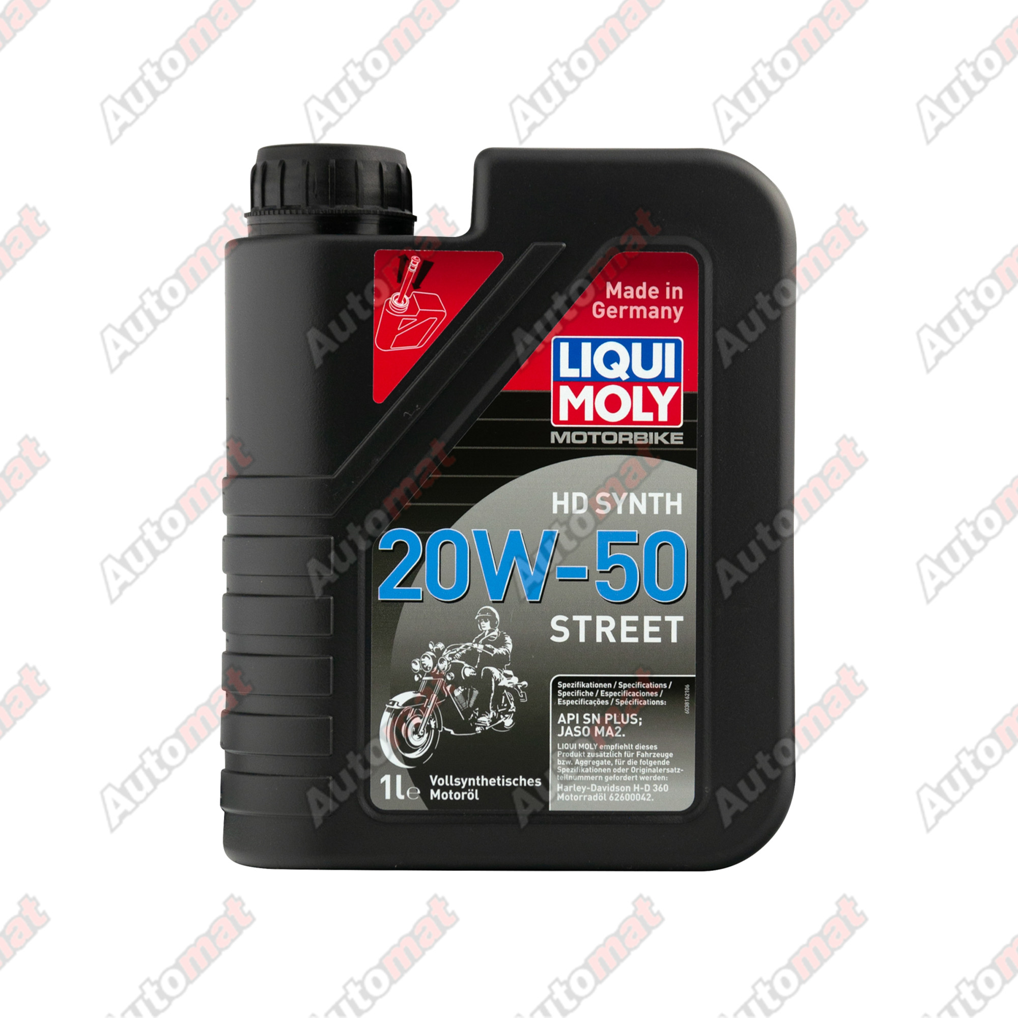 Моторное масло синтетическое для 4-тактных мотоциклов Liqui Moly Motorbike HD Synth Street 20W-50 SN Plus MA2, 1л 3816